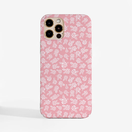 Rosy rose phone case with soft floral artwork and smooth matte finish. A stylish designer phone case for women who love elegant, feminine prints.