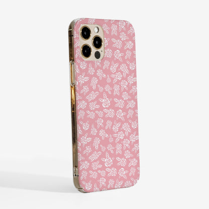 Side view showing rosy rose phone case with clear edges and slim, durable build