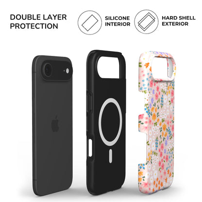 Summer Floral Tough Phone Case build with hard glossy shell and soft TPU inner lining for extra protection