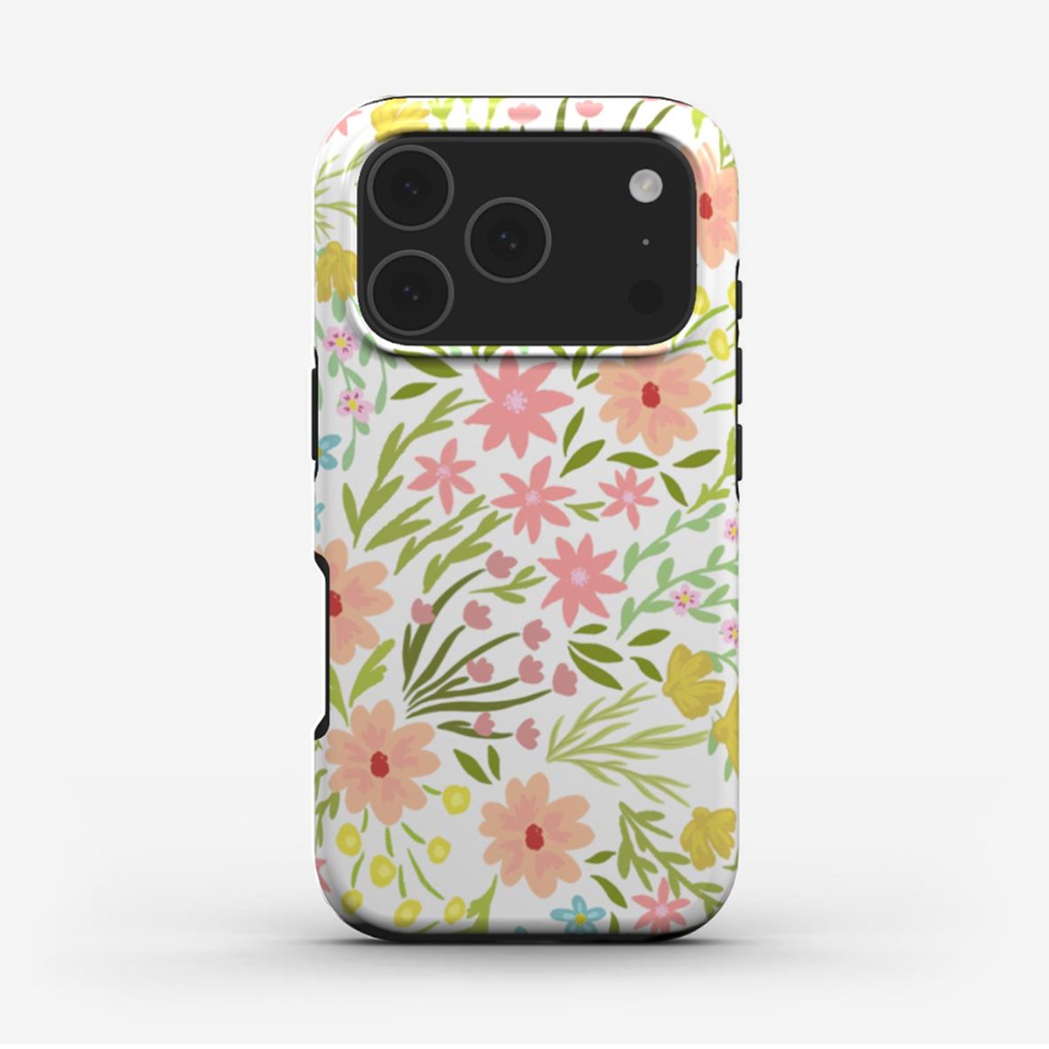Summer Florals phone case with bright watercolour flower print and glossy finish. A stylish protective phone case design for iPhone, Samsung, and Pixel.