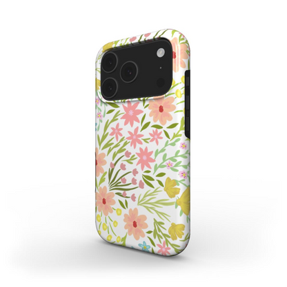 Side view of the Summer Florals Tough Case showing glossy wraparound print and protective durable dual layer shell