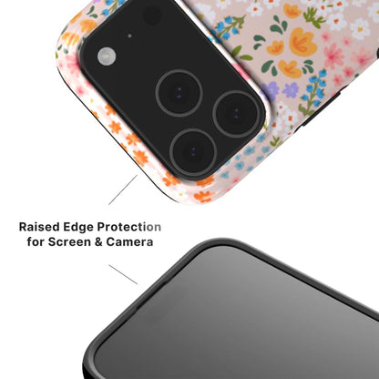 Summer floral Phone case with raised camera and screen edge