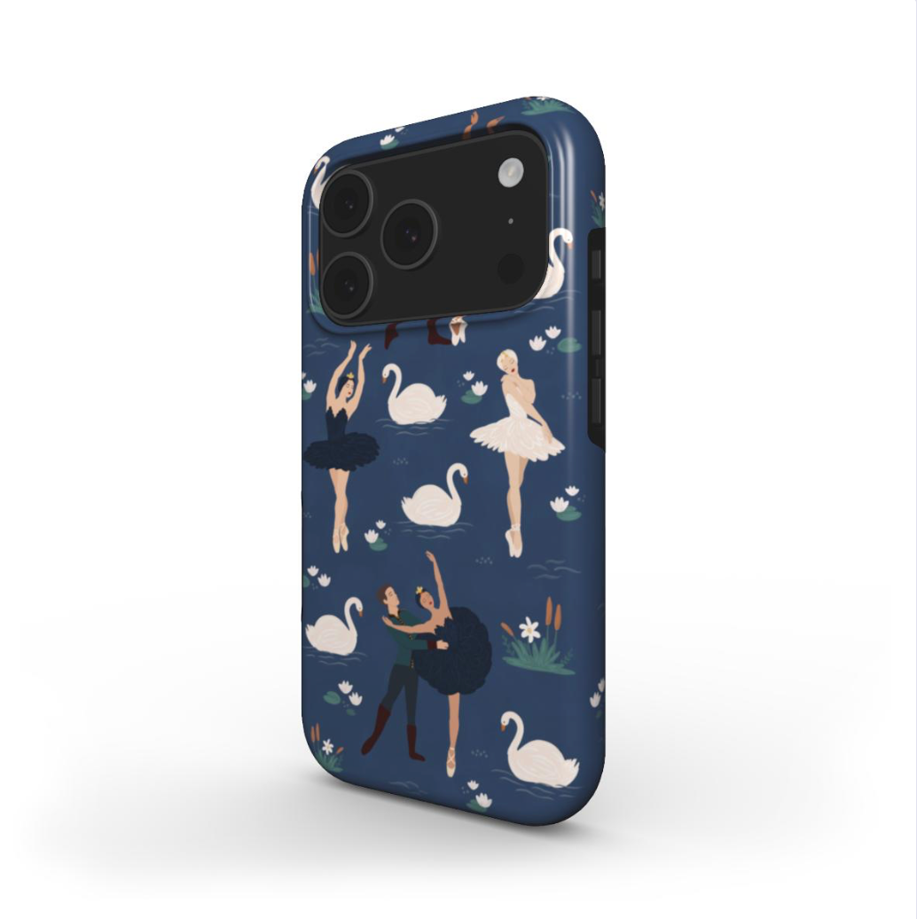 Side view of the Swan Lake Ballet Tough Case showing glossy wraparound artwork and protective dual-layer build.