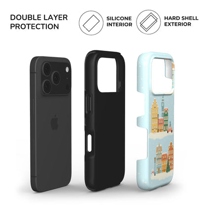 Winter Town Tough Phone Case built with dual layer protection - soft TPU interior and Hard glossy shell
