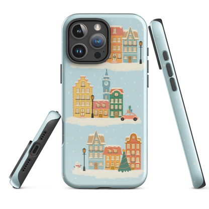 the Winter Town Tough Case showing glossy wraparound design and slim dual layer protective shell