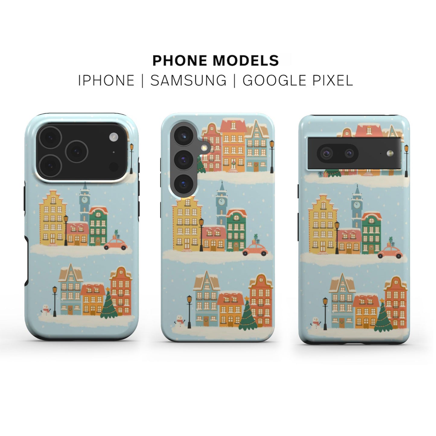 Winter Town Phone Case available for iPhone Samsung and Google models 