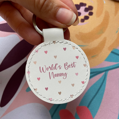 World’s best nanny" keyring designed as a meaningful gift for grandma