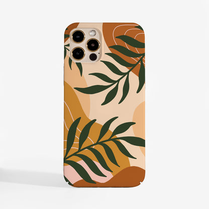 Phone case with delicate botanical art and abstract shapes in warm autumn shades — adds seasonal charm and protection while keeping your phone lightweight and pretty.