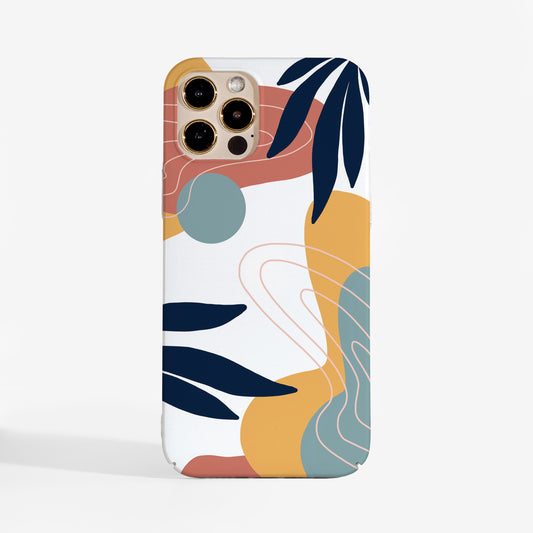 Hard plastic phone case blending abstract and natural elements in soft tones — perfect for art lovers who want modern design with reliable protection.