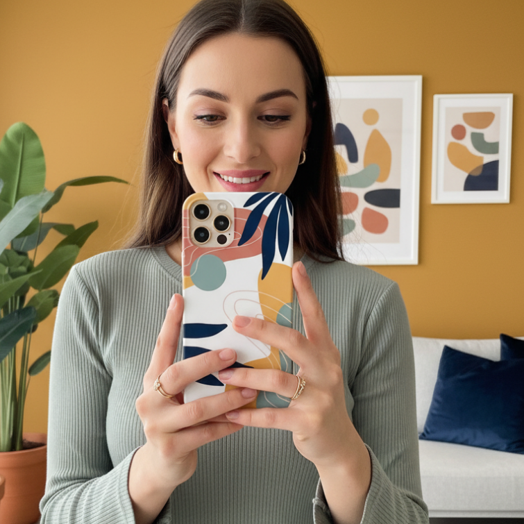 Blue and Pink Abstract Art Phone Case