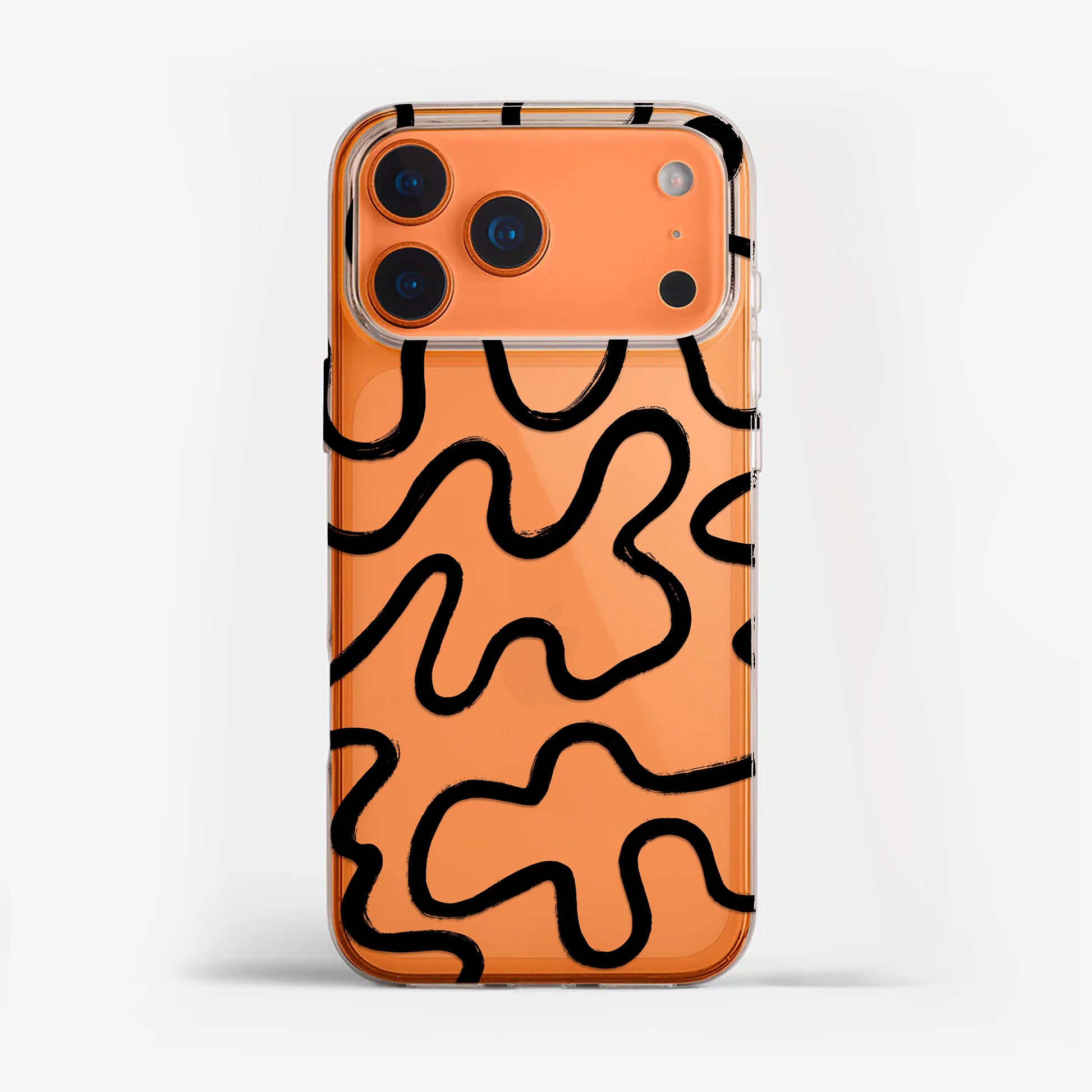clear phone case featuring modern art line design. 