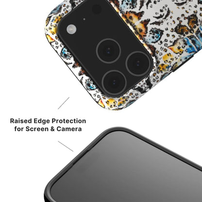 Abstract Animal Print Phone Case  with raised camera and screen edge for extra protection