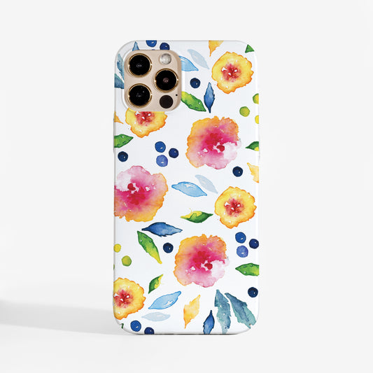 Pretty Floral phone case with abstract autumn watercolour flowers— artistic, high-quality protection for iPhone, Google Pixel and Samsung