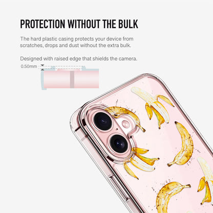 Clear Phone case with banana design with raised camera egde for extra protection 