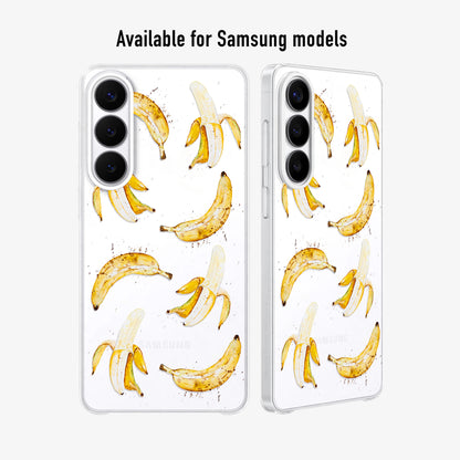 Samsung Galaxy Phone case with banana pattern on a clear background