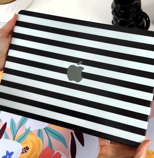 Black and White Stripes MacBook Case