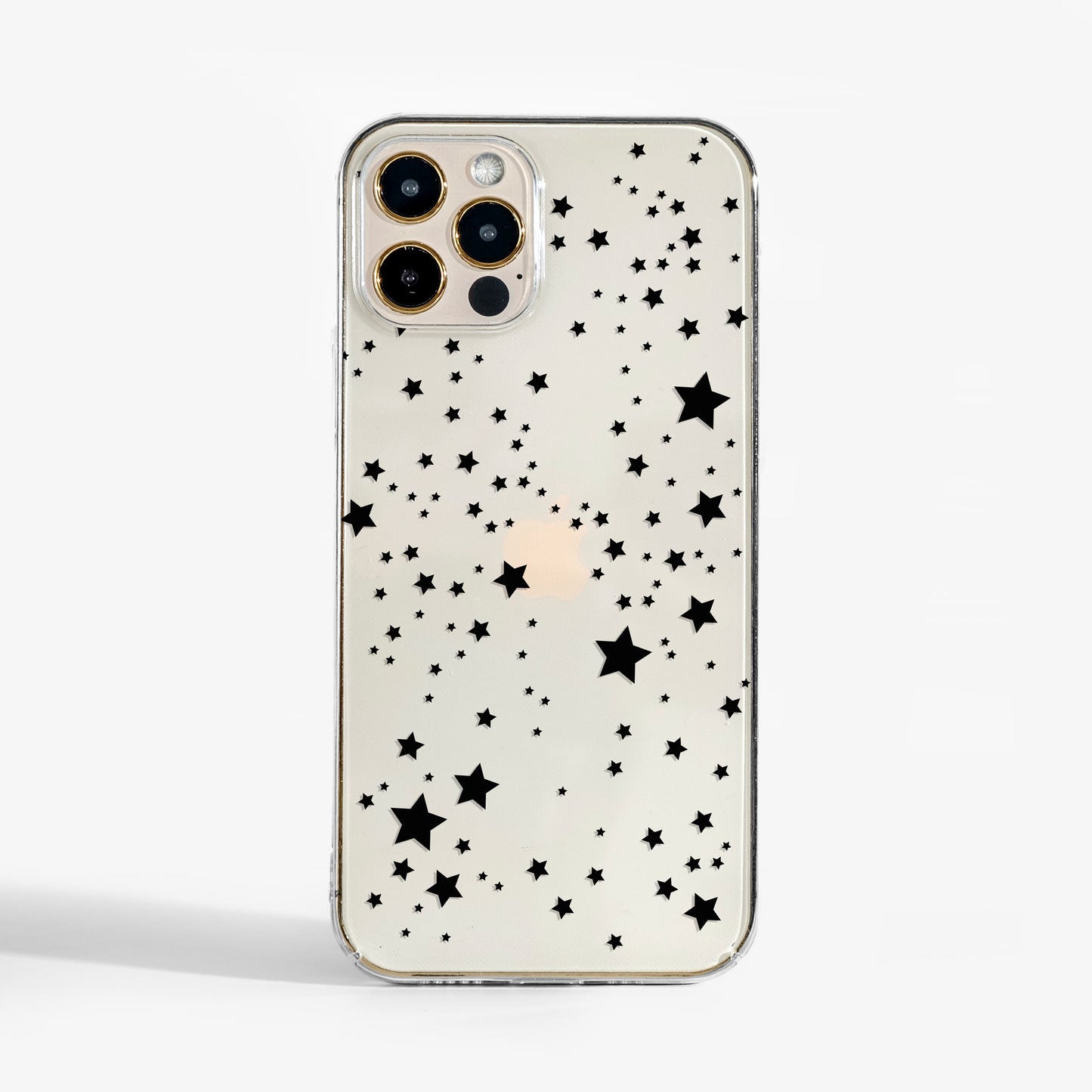Stylish clear phone case with black star print — a dreamy art phone case that mixes style with everyday protection.