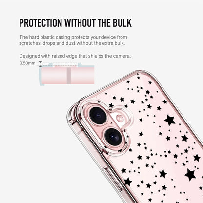 Stars phone case designed with raised camera edge.