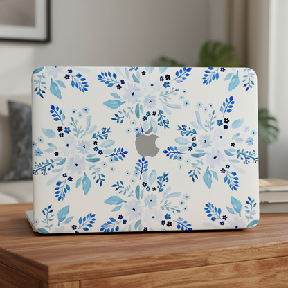 Laptop with blue floral pattern for a floral aesthetic 