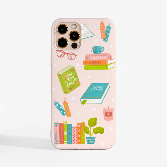 Book Lover pink designer phone case — stylish matte finish case for readers and dreamers.
