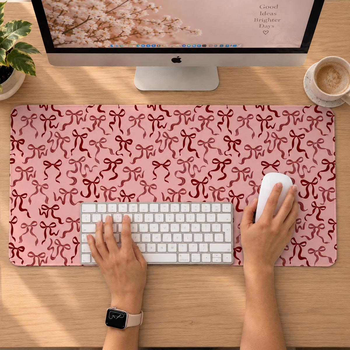 Pink Bow Desk Mat