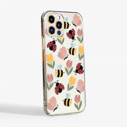 Side view showing transparent sides and durable build of the bugs clear phone case