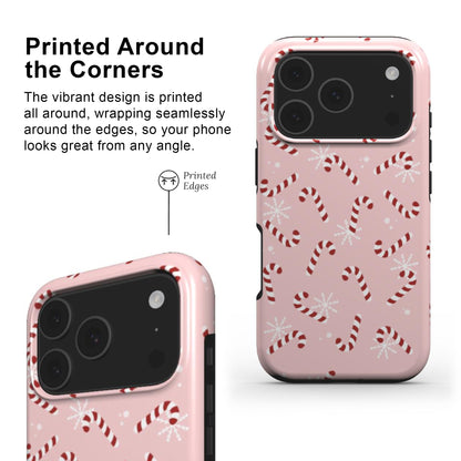candy cane tough phone case printed edges and full wrap around deign