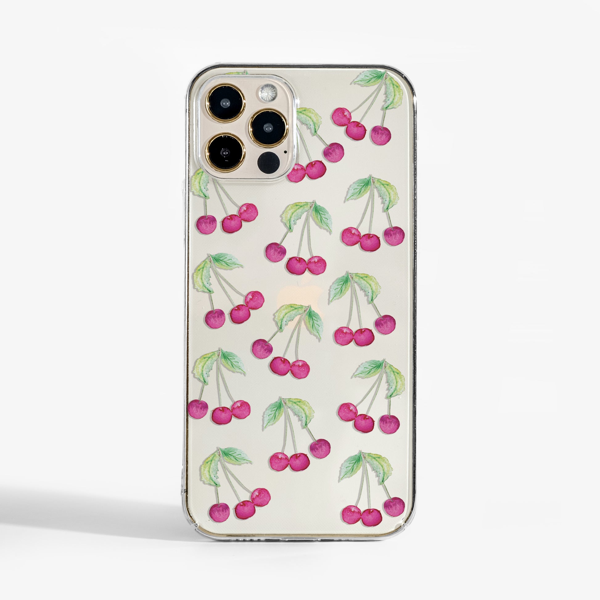 Clear phone case with cherry print — playful, minimal design for stylish everyday protection.