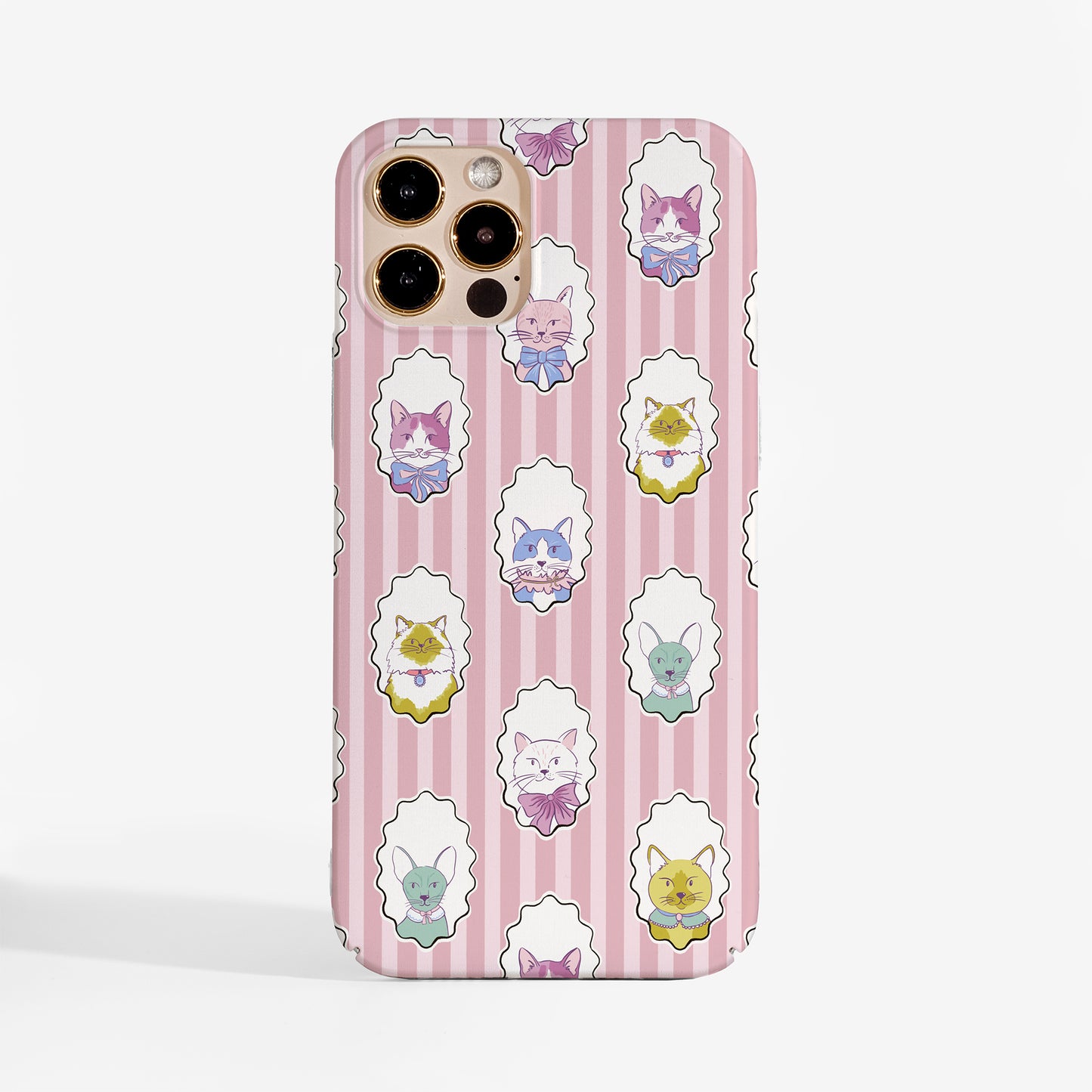 Cute cat phone case featuring stylish hand-drawn cats by Dessi Designs