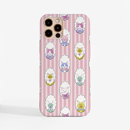 Cute cat phone case featuring stylish hand-drawn cats by Dessi Designs