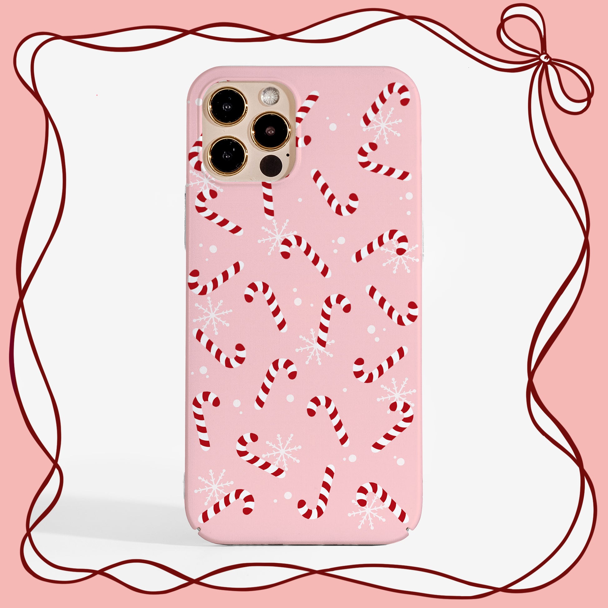 Candy Cane hard phone case with festive red and white stripe print and clear sides — slim, stylish, and protective. Available for iPhone, samsung and Google Pixel models.