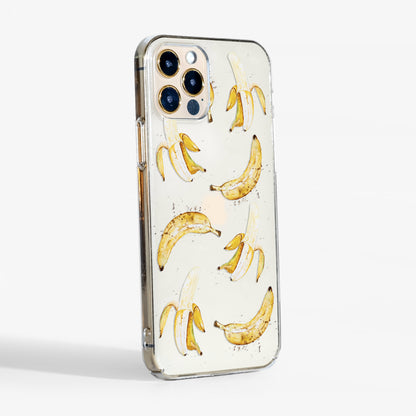 Slim clear banana phone case showing transparent edges and lightweight design