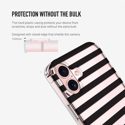 clear Black Stripe phone case featuring raised camera for extra lens protection