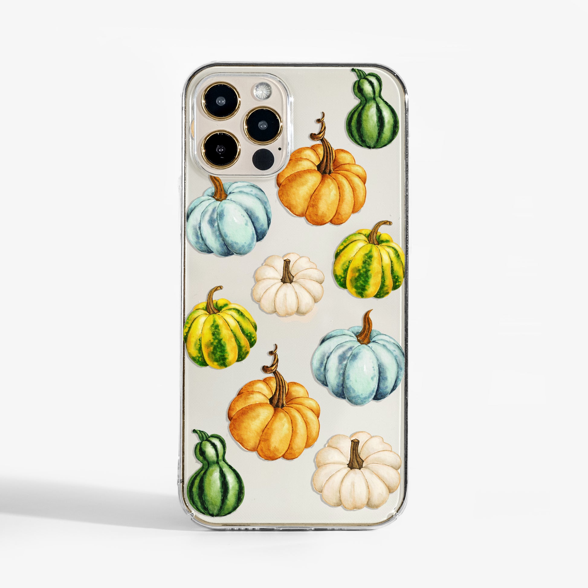 clear Phone case with watercolour pumpkins for iPhone, samsung and google pixel 