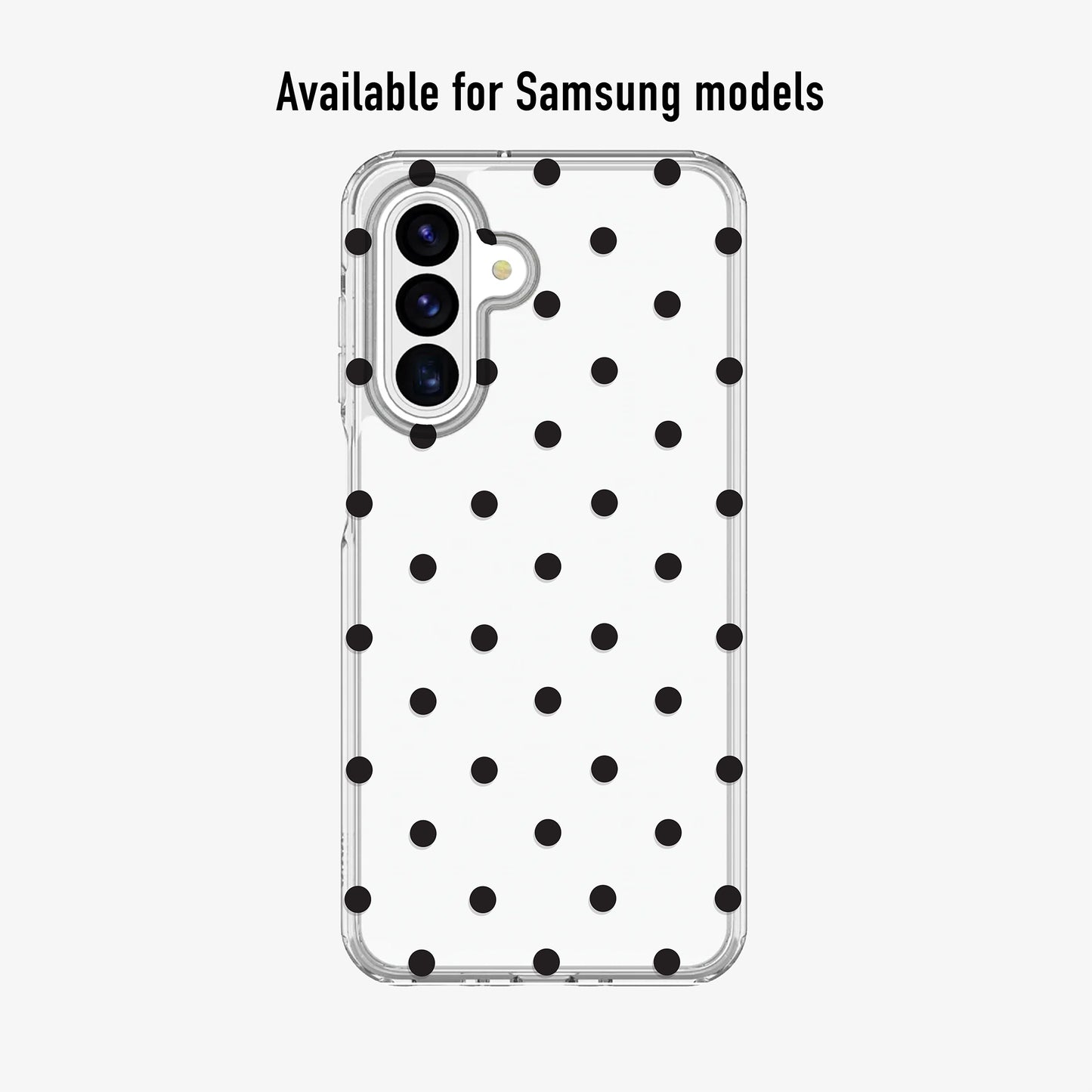 Minimal black polka dot phone case available for iPhone and Android models