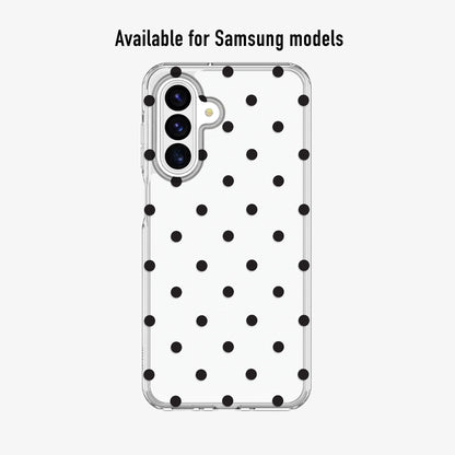 Minimal black polka dot phone case available for iPhone and Android models