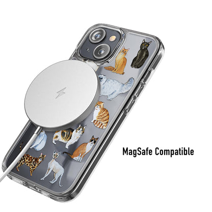 Phone case with cat illustrations and MagSafe compatibility 