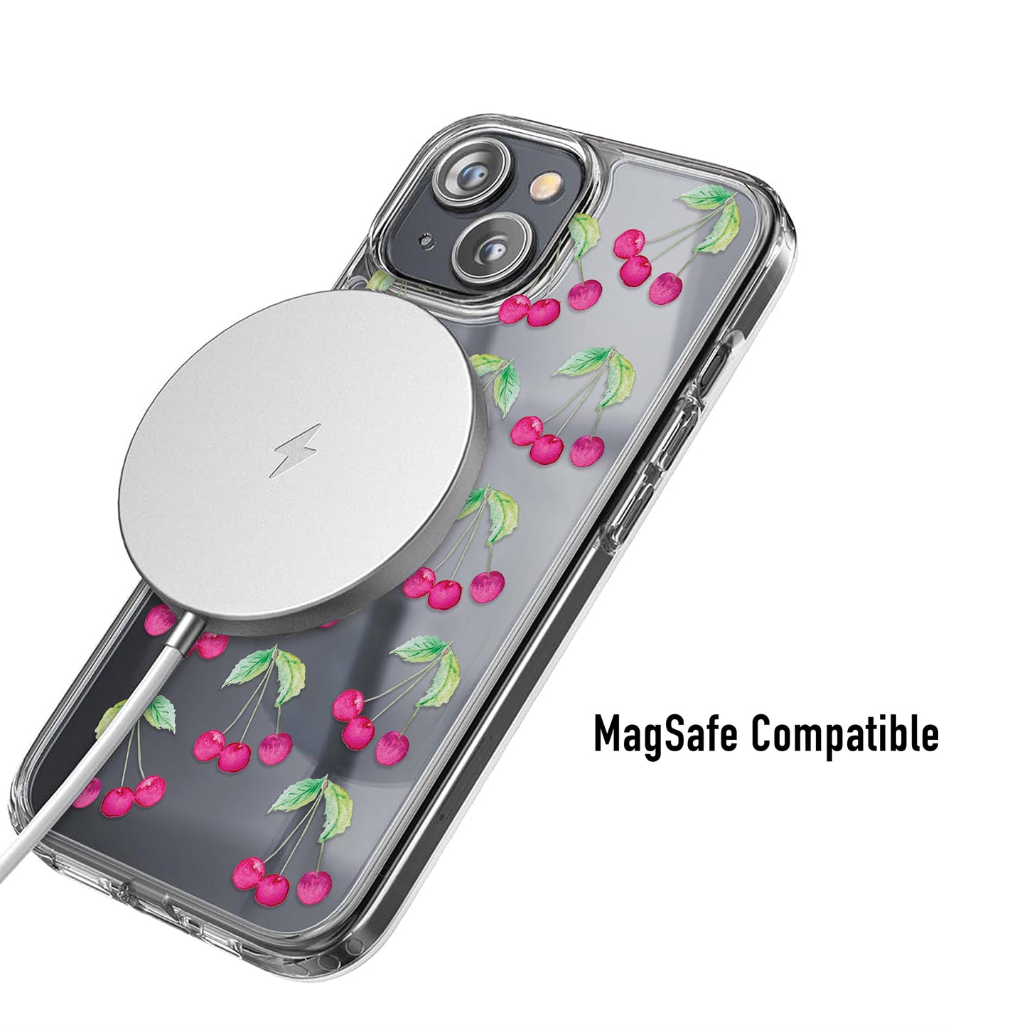 Clear Cherry Phone case with MagSafe compatibility 
