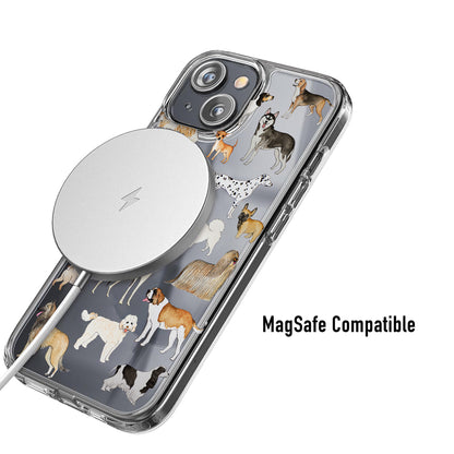 Phone case with dog illustrations and MagSafe compatibility 