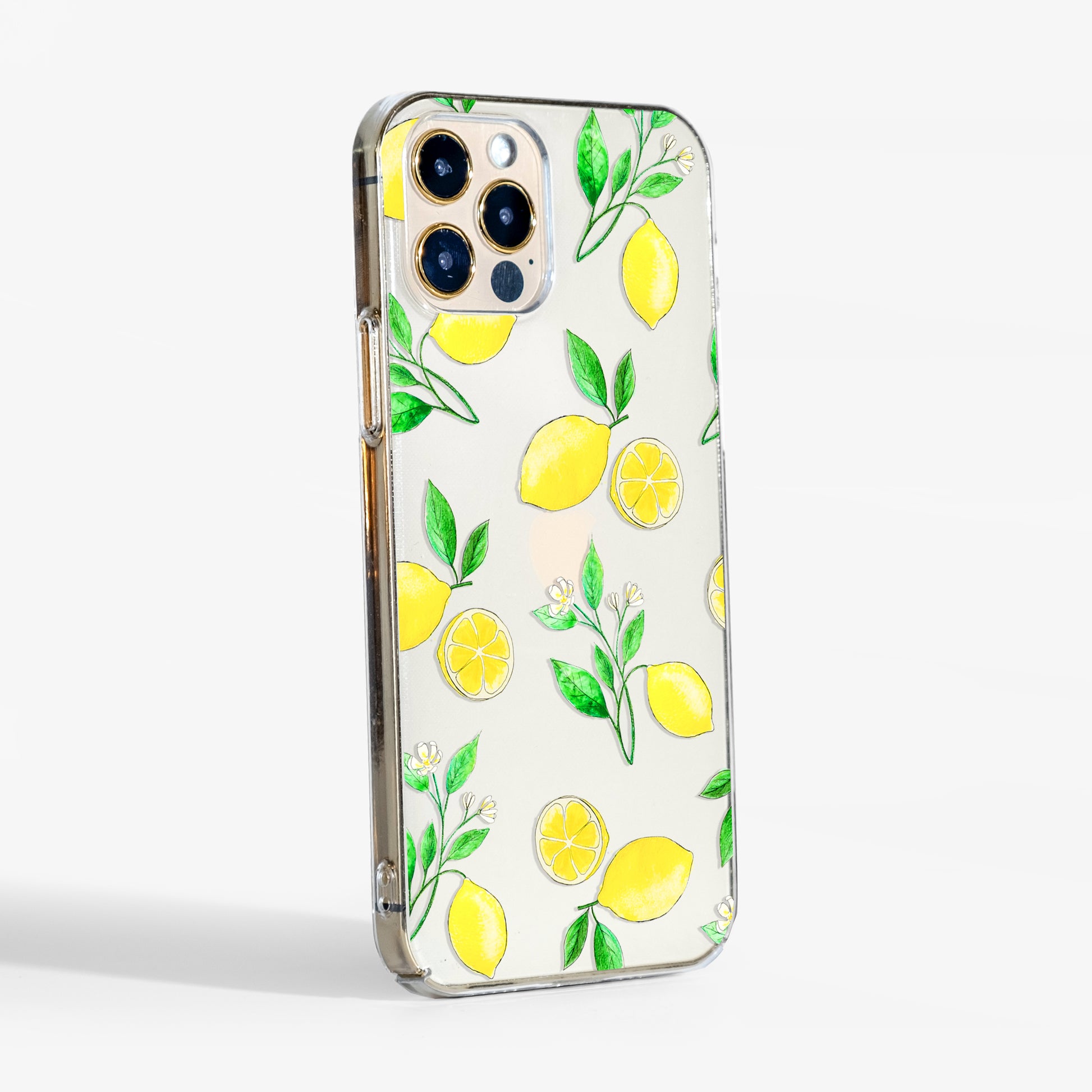 clear lemons phone case showing transparent sides and durable slim shell.