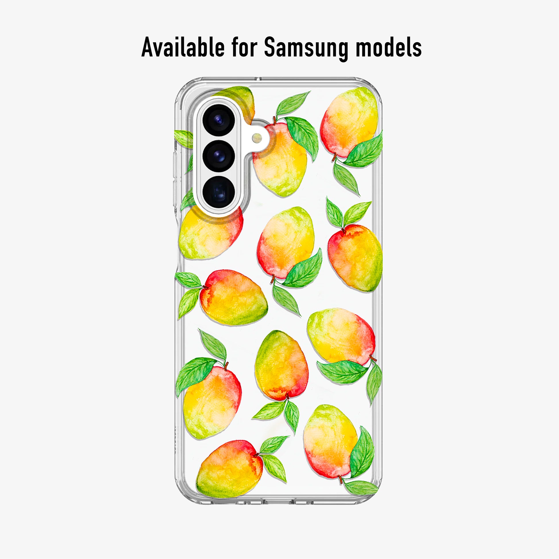 Clear phone case with mango design available for samsung models 