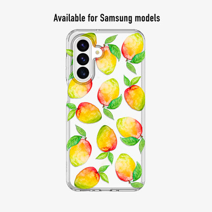 Clear phone case with mango design available for samsung models 