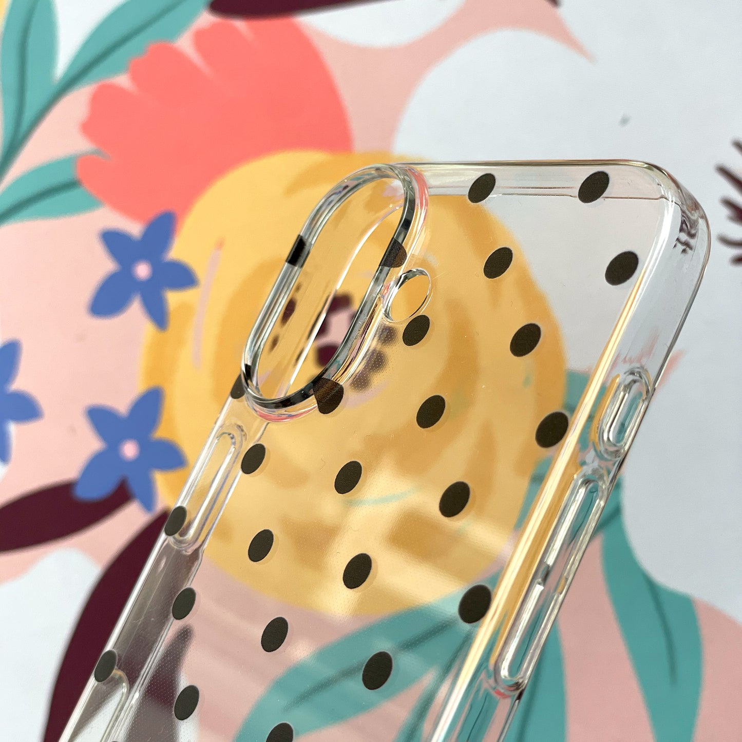 Clear Black Polka Dot Phone Case