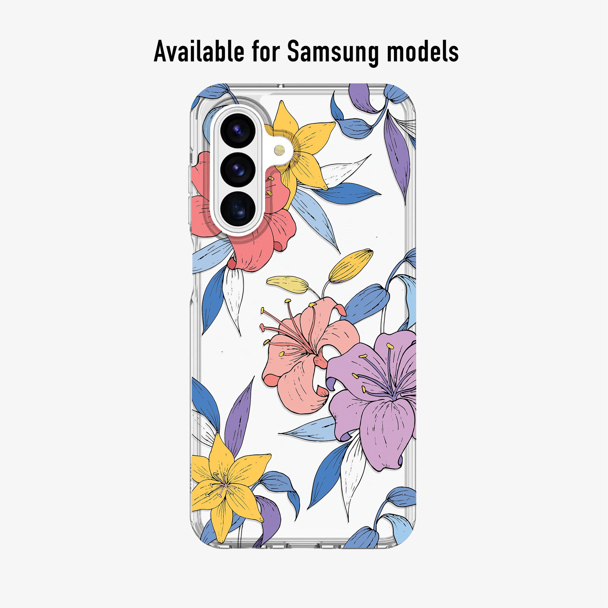 Cute purple floral phone case available for iPhone and Android models