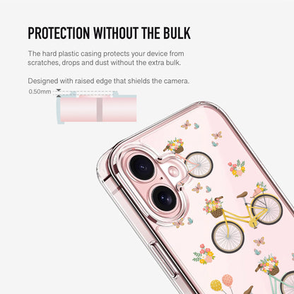 clear vintage bike phone case designed with raised camera edge for extra lens protection