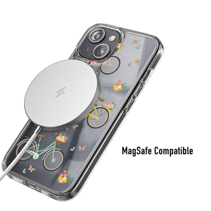 clear phone cse with vintage bike design magsafe compatible