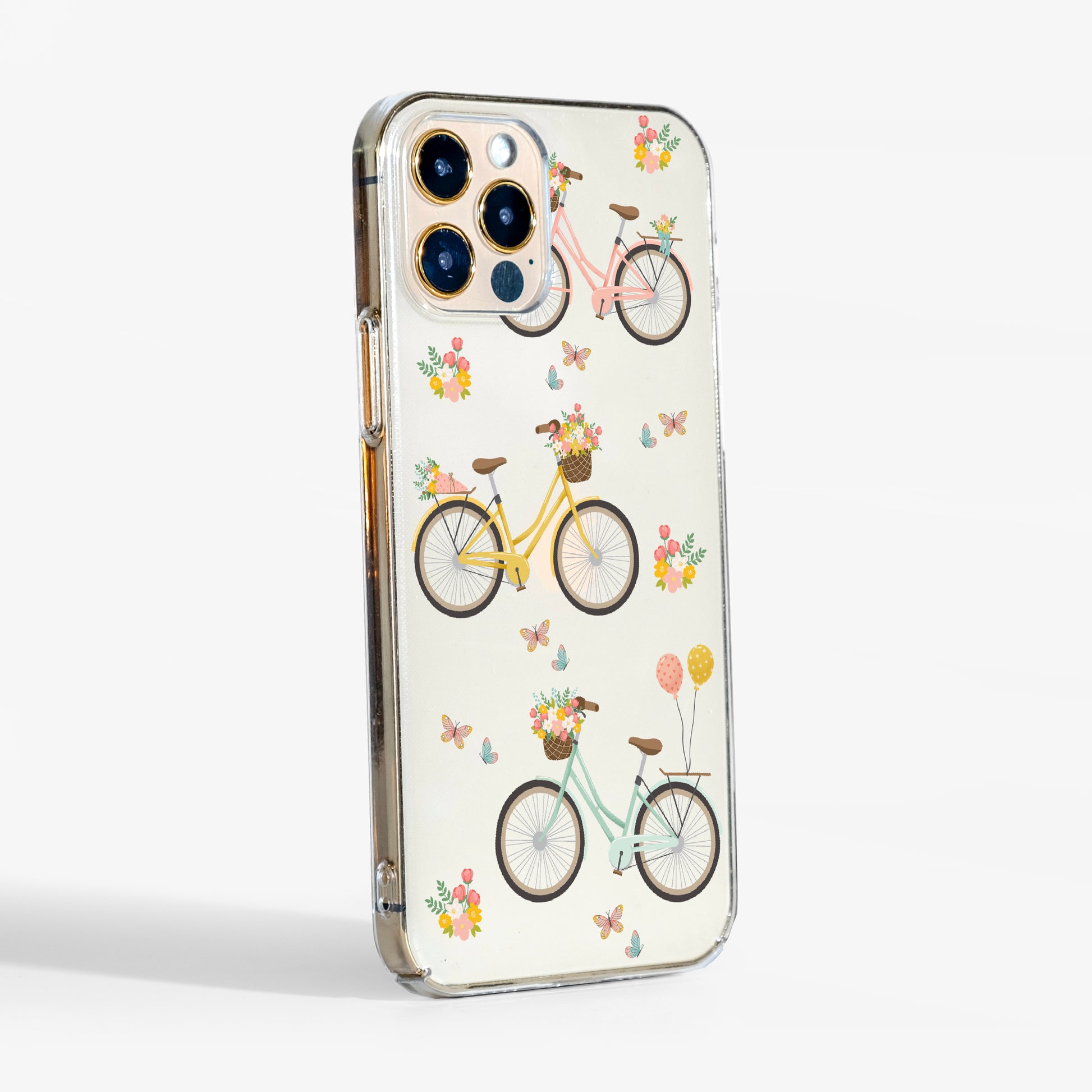 clear vintage bike phone case showing transparent edges 