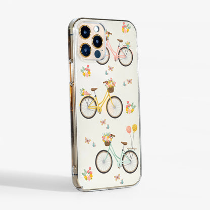 clear vintage bike phone case showing transparent edges 