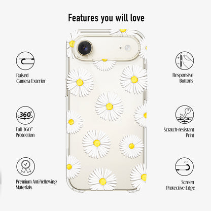clear daisy phone case with with scratch-resistant UV print and anti-yellow material