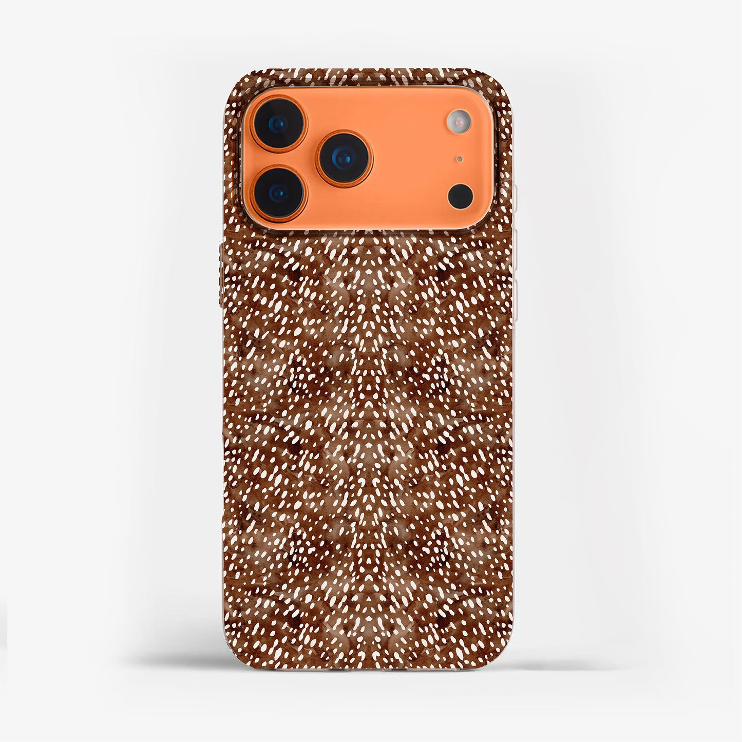 The deer print pohone case on an iPhone 17 Pro.